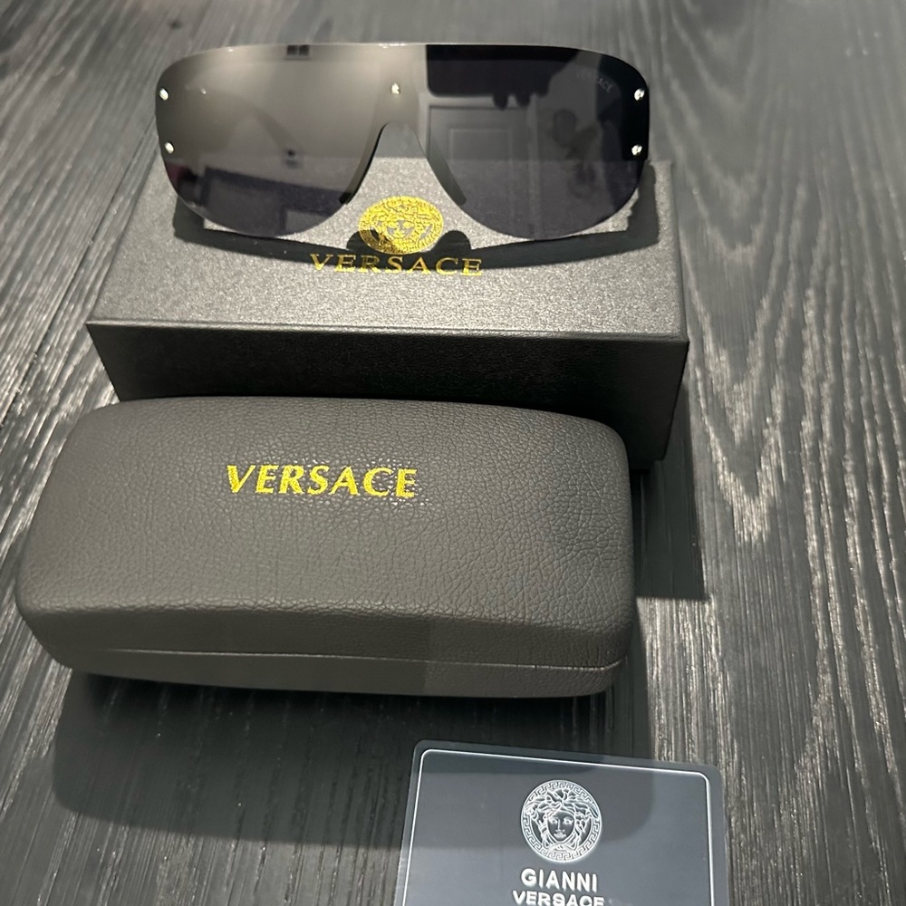 Versace Gray Sunglasses with Gold Accents